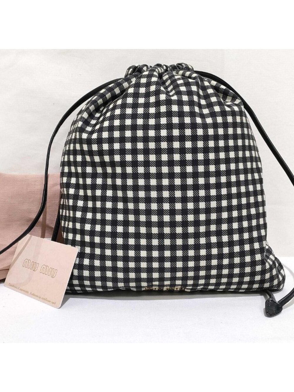 Miu Miu Aya Kaneko's Favorite Drawstring Gingham Check Faille Pouch